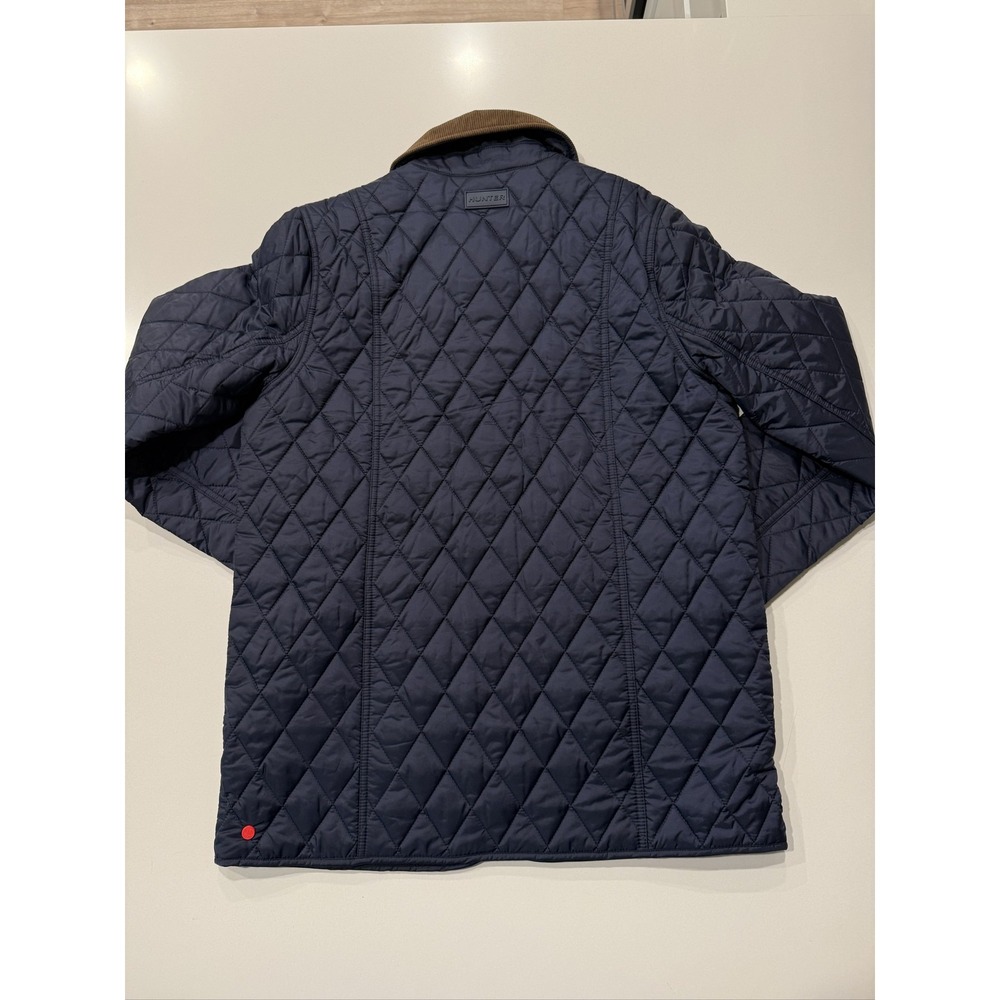 Hunter Rachel Quilted Jacket Women M Blue Snap Button Mid-Length Nylon Coat - Picture 2 of 15